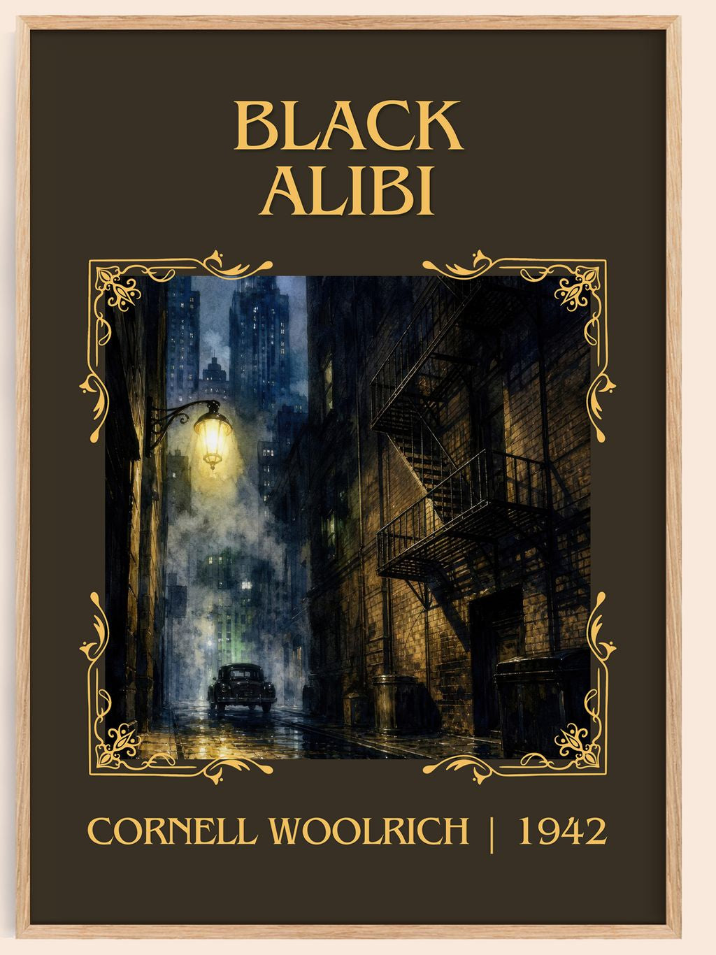 Black Alibi Classic Book Art Print by Cornell Woolrich – book poster