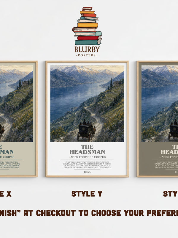 The Headsman bookish print in frame leaning in hallway – historical fiction wall art