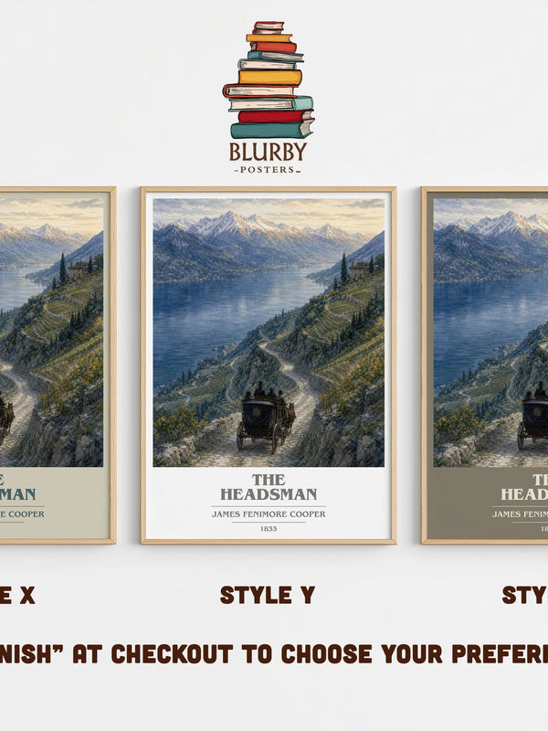 The Headsman book cover print in frame leaning in hallway – historical fiction wall art