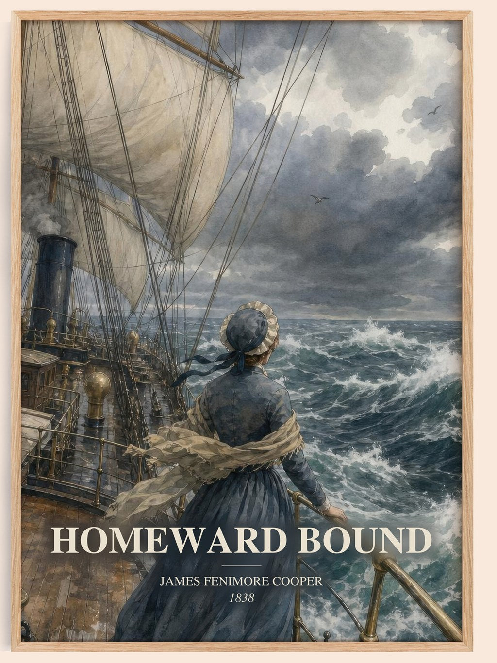 Homeward Bound watercolour book poster by James Fenimore Cooper – framed literary art print