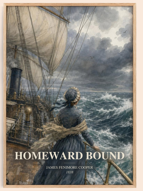 Homeward Bound watercolour book poster by James Fenimore Cooper – framed literary art print