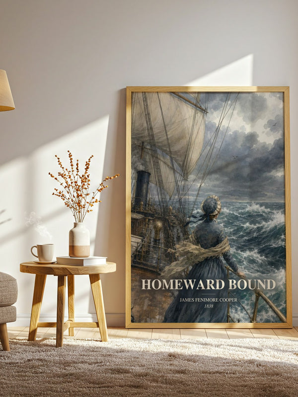 Homeward Bound watercolour print in frame leaning in hallway – adventure wall art