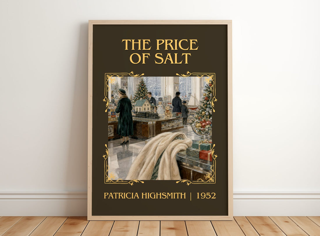 The Price of Salt Classic Book Art Print by Patricia Highsmith – framed print leaning on a wooden floor