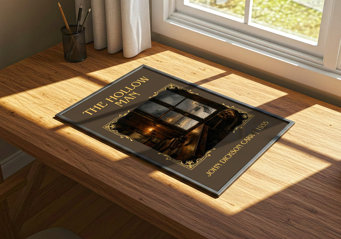 The Hollow Man Classic Book Art Print by John Dickson Carr – print on a sunlit desk