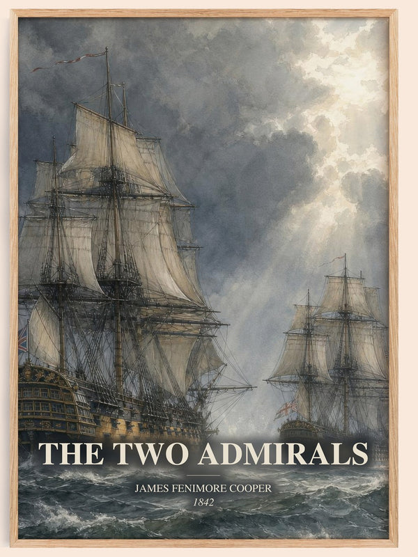 The Two Admirals watercolour book poster by James Fenimore Cooper – framed literary art print