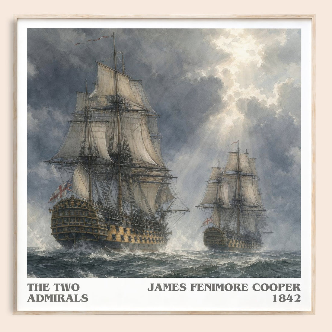 The Two Admirals literary book poster by James Fenimore Cooper – framed literary art print