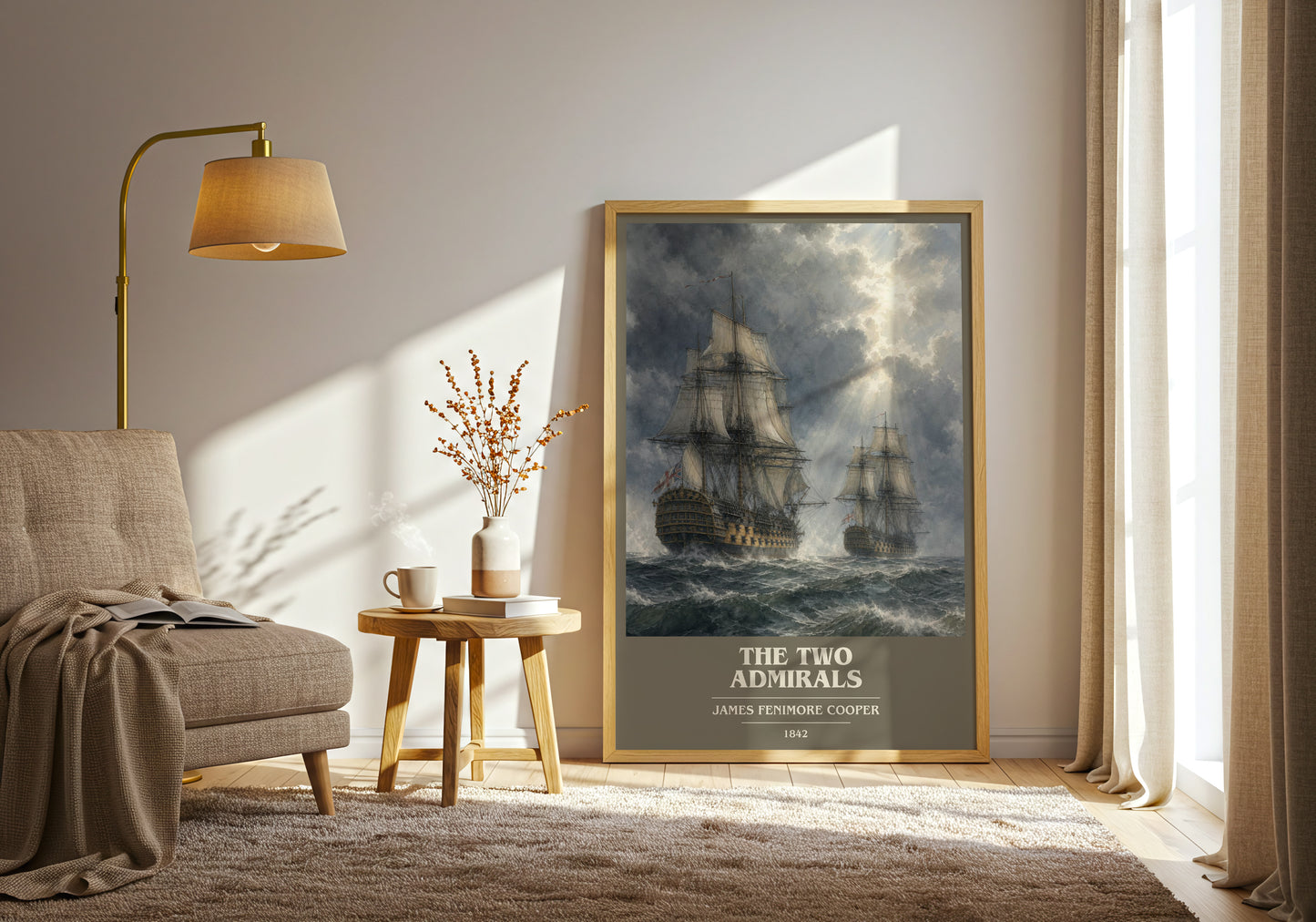 The Two Admirals book cover print on bookshelf – James Fenimore Cooper fan gift