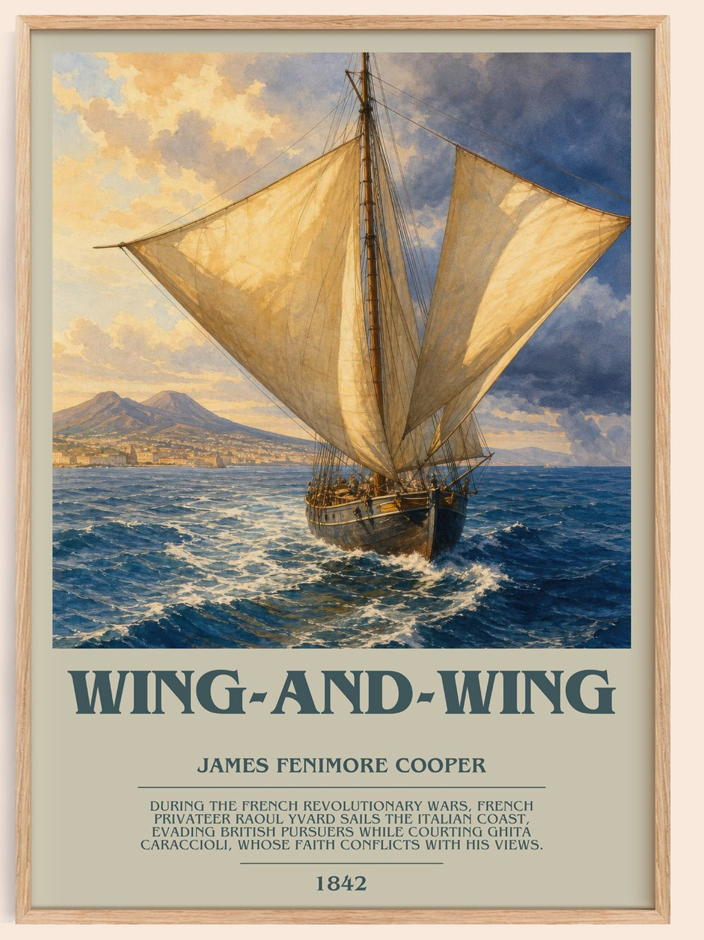 Wing-And-Wing bookish book poster by James Fenimore Cooper – framed literary art print