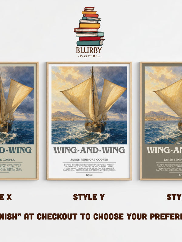 Wing-And-Wing bookish print in frame leaning in hallway – historical fiction wall art