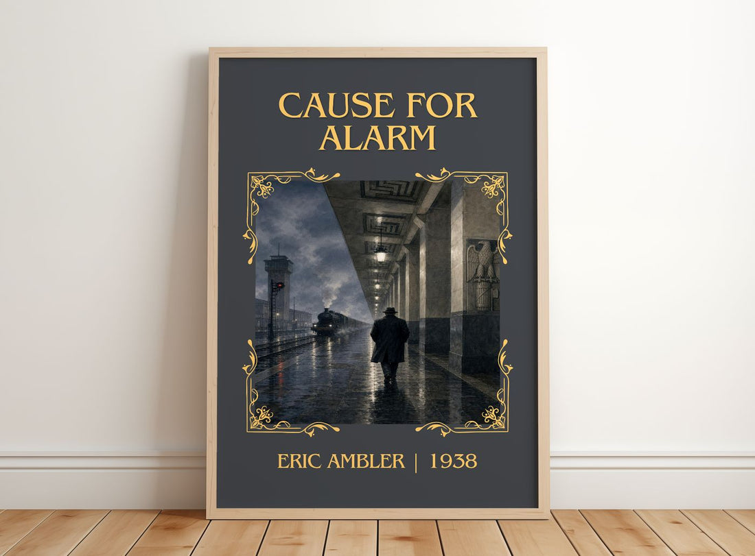 Cause for Alarm Classic Book Art Print by Eric Ambler – framed print leaning on a wooden floor