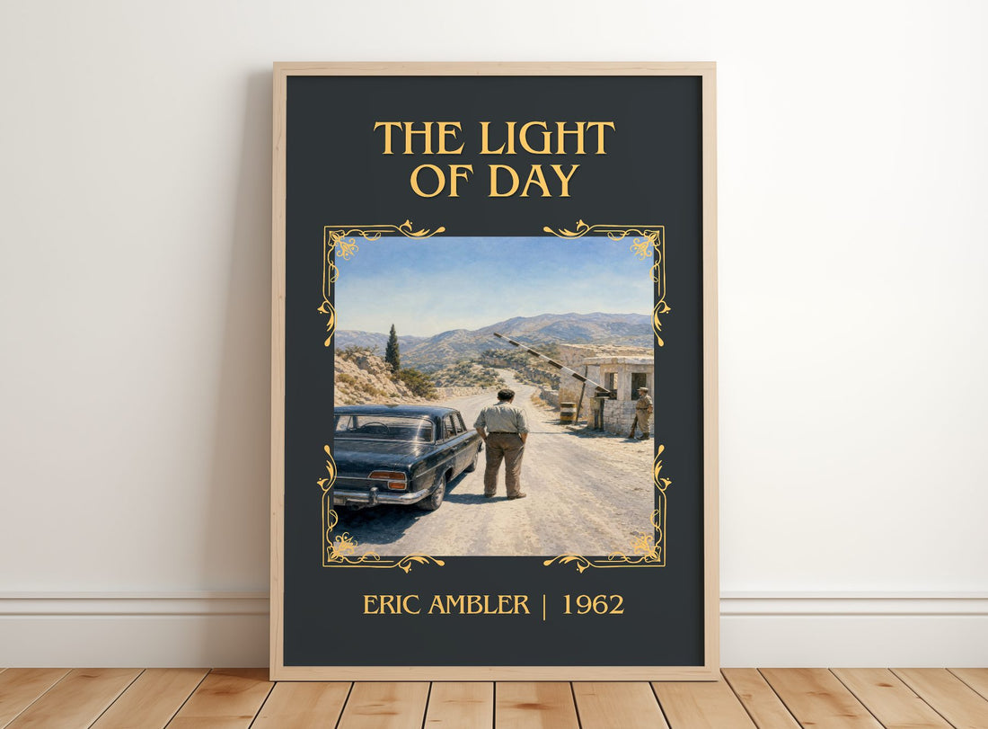 The Light of Day Classic Book Art Print by Eric Ambler – framed print leaning on a wooden floor