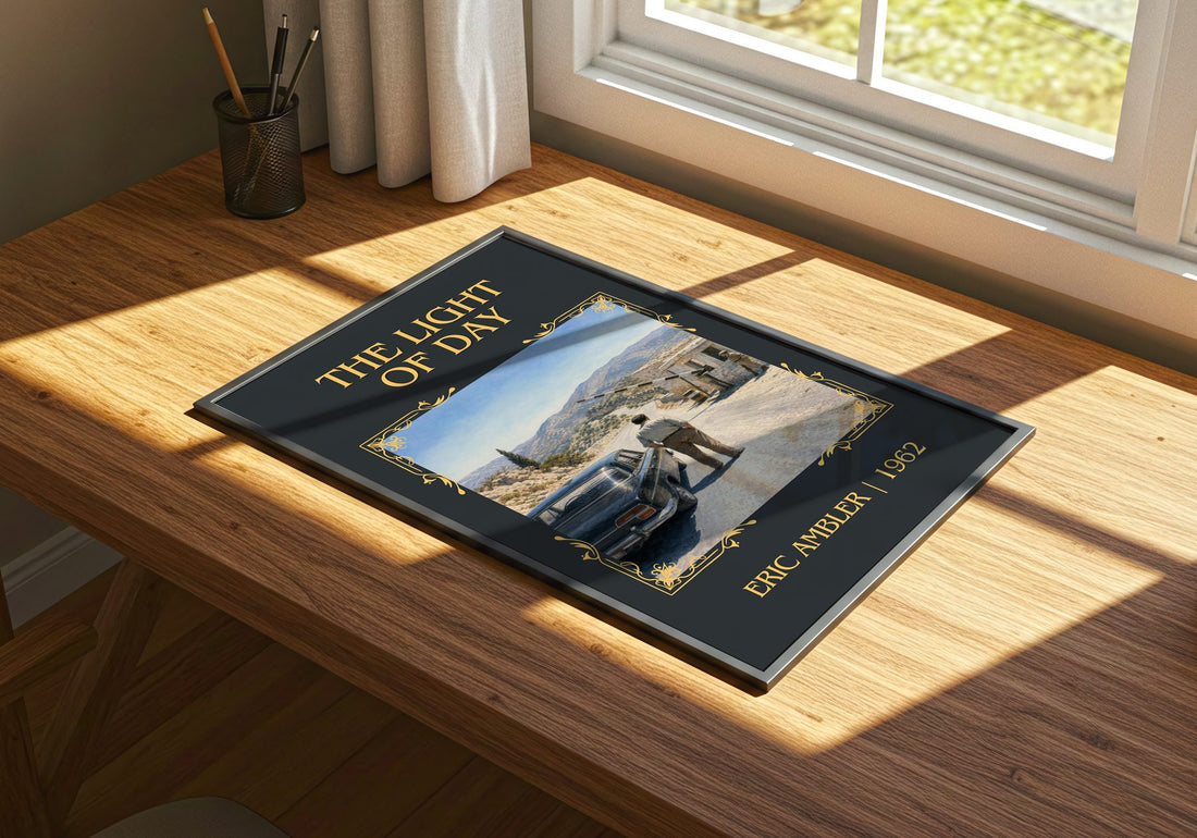 The Light of Day Classic Book Art Print by Eric Ambler – print on a sunlit desk