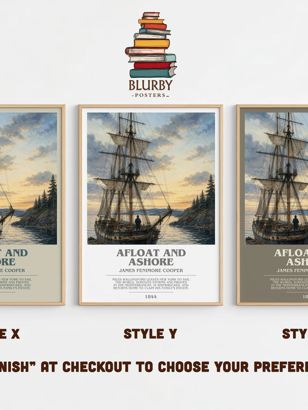 Afloat And Ashore bookish print in frame leaning in hallway – adventure wall art