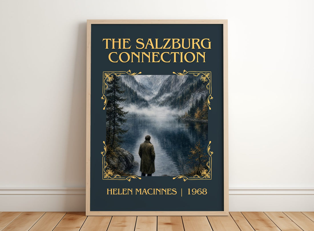 The Salzburg Connection Classic Book Art Print by Helen MacInnes – framed print leaning on a wooden floor