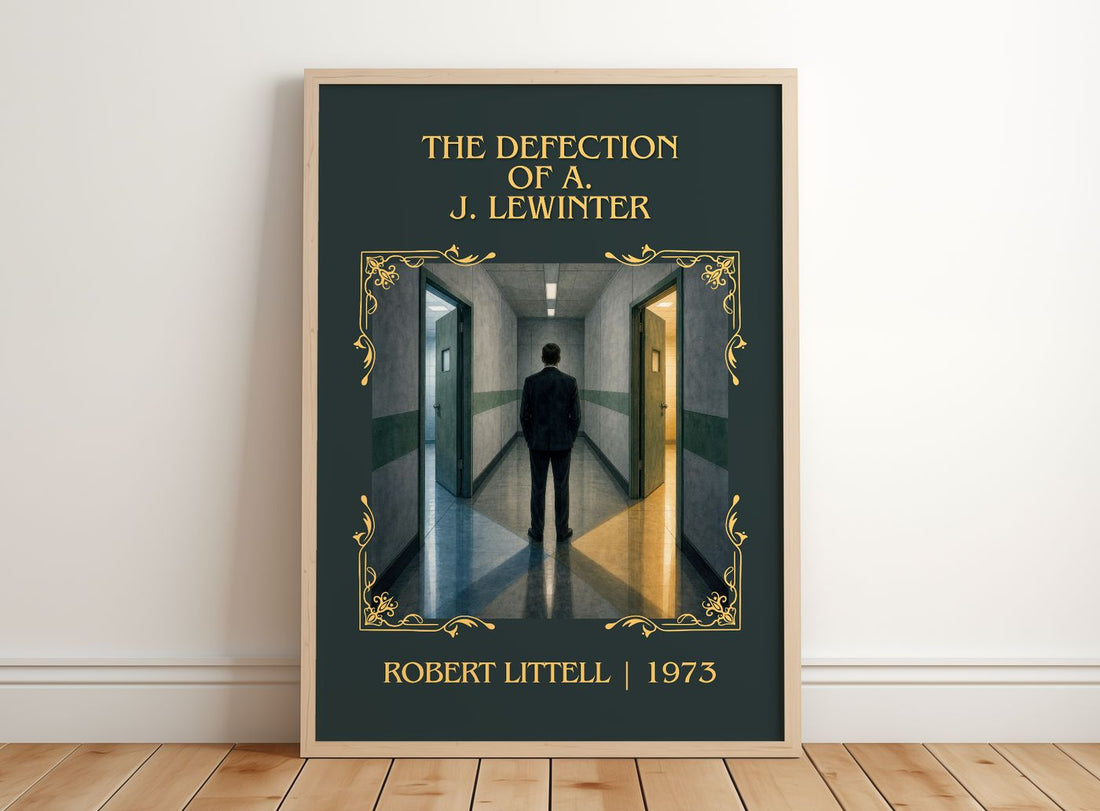 Defection of A. J. Lewinter Classic Book Art Print by Robert Littell – framed print leaning on a wooden floor