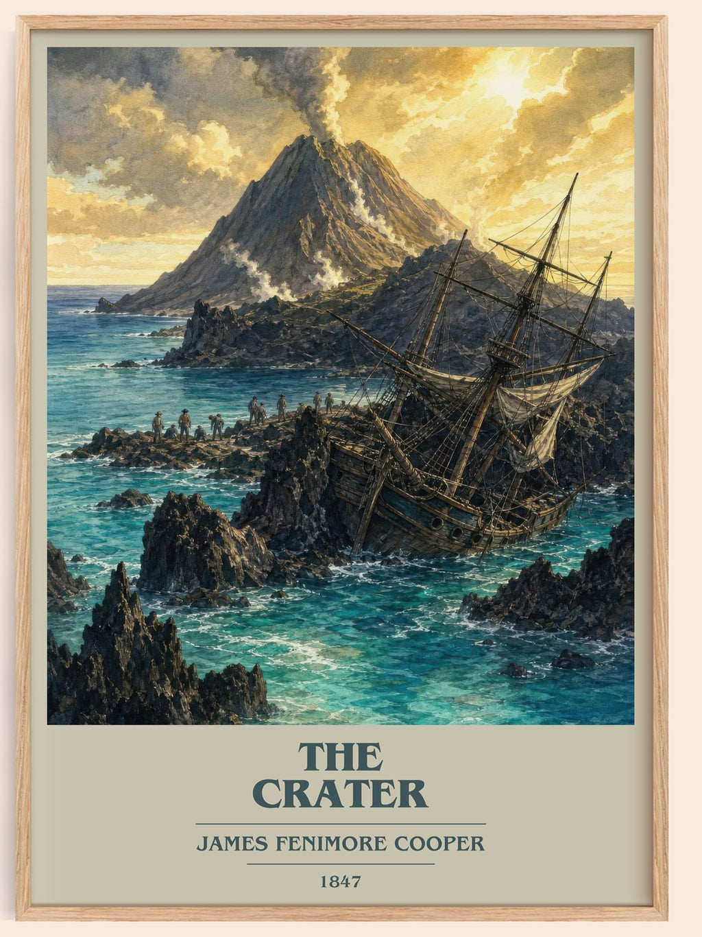 The Crater book cover book poster by James Fenimore Cooper – framed literary art print