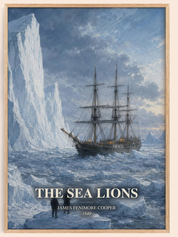 The Sea Lions watercolour book poster by James Fenimore Cooper – framed literary art print