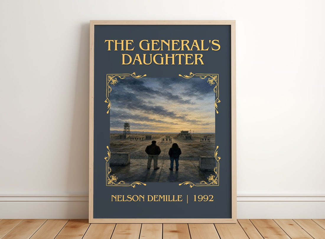 The General's Daughter Classic Book Art Print by Nelson DeMille – framed print leaning on a wooden floor