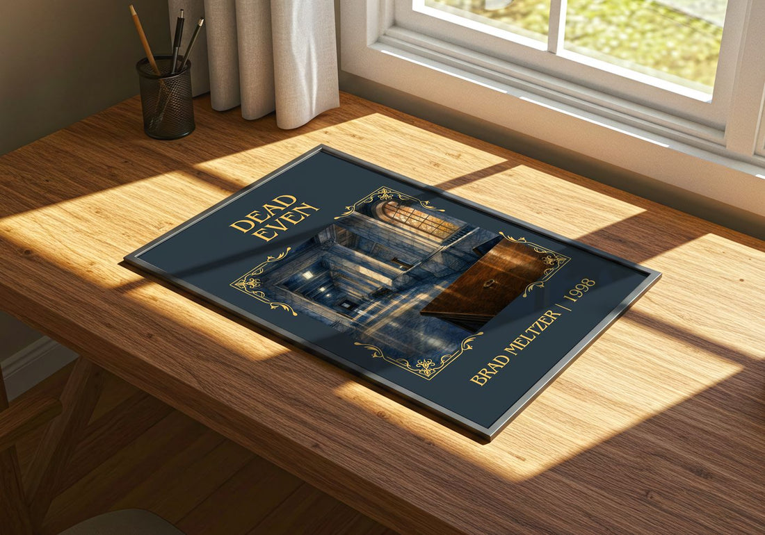 Dead Even Classic Book Art Print by Brad Meltzer – print on a sunlit desk