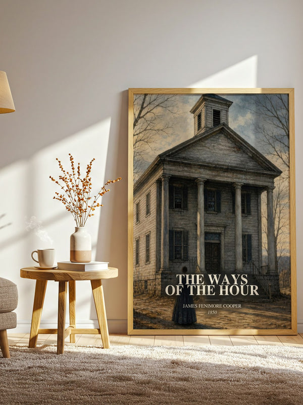The Ways Of The Hour watercolour print in frame leaning in hallway – historical fiction wall art