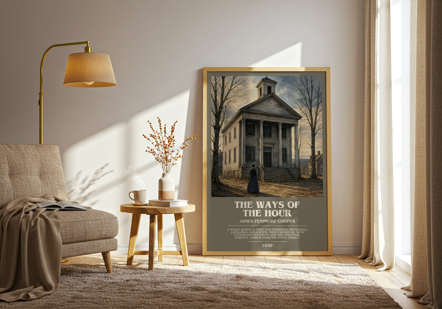 The Ways Of The Hour bookish print on bookshelf – James Fenimore Cooper fan gift