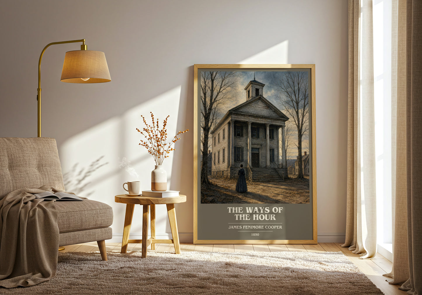 The Ways Of The Hour book cover print on bookshelf – James Fenimore Cooper fan gift