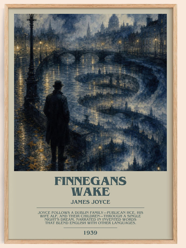 Finnegans Wake bookish book poster by James Joyce – framed literary art print