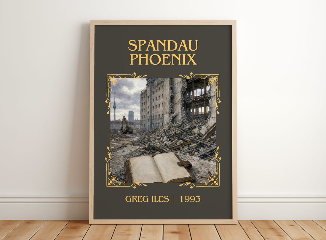 Spandau Phoenix Classic Book Art Print by Greg Iles – framed print leaning on a wooden floor
