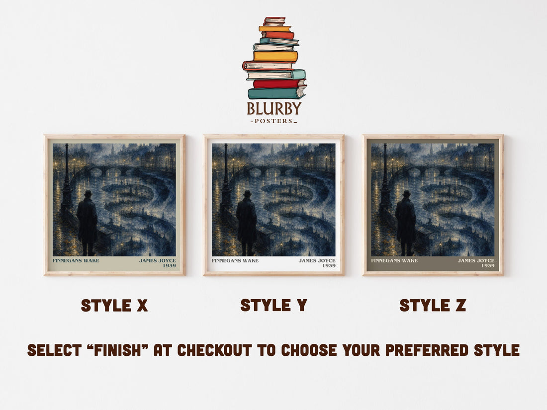 Finnegans Wake literary print in frame leaning in hallway – literary fiction wall art (mockup)