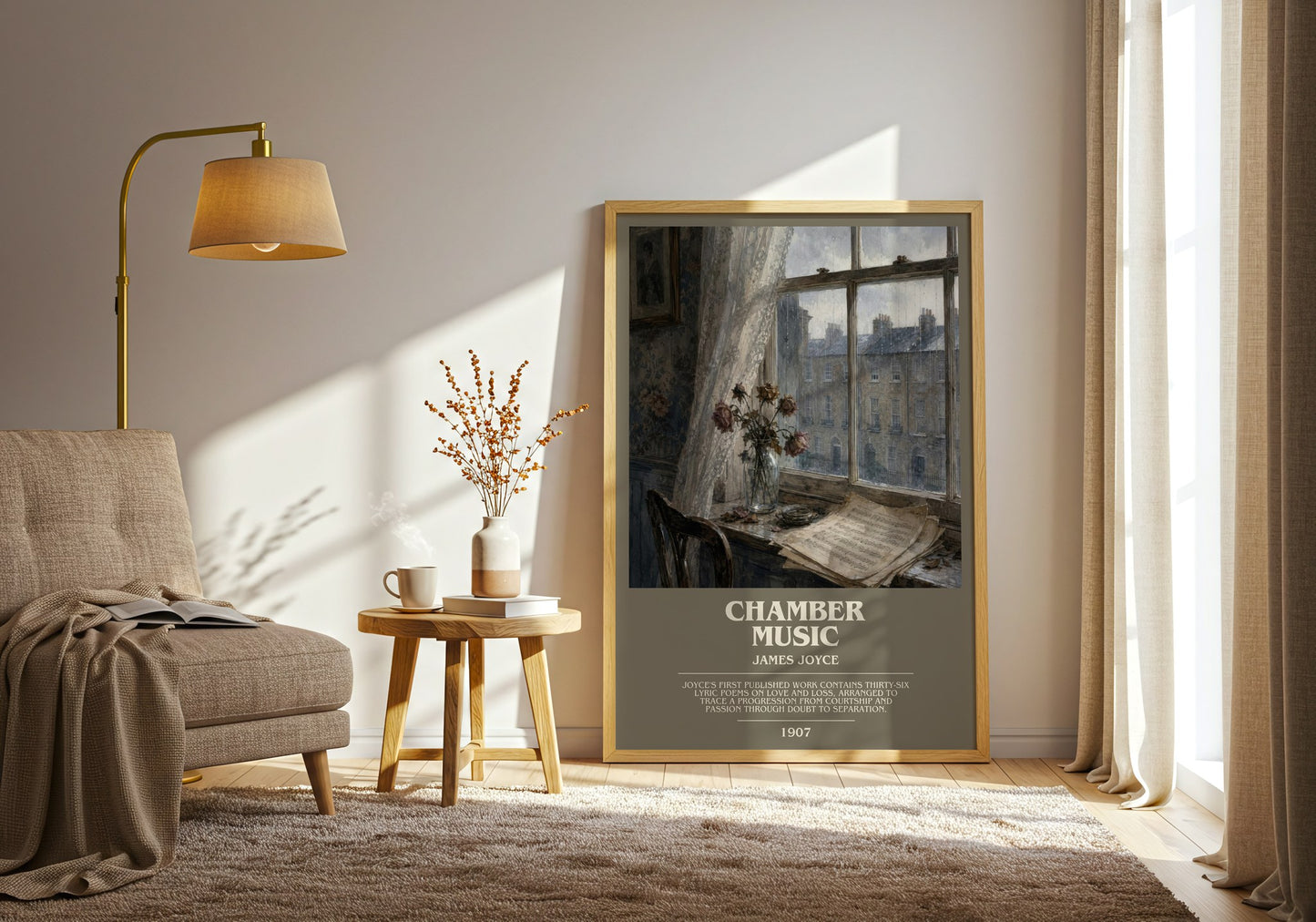 Chamber Music bookish print on bookshelf – James Joyce fan gift
