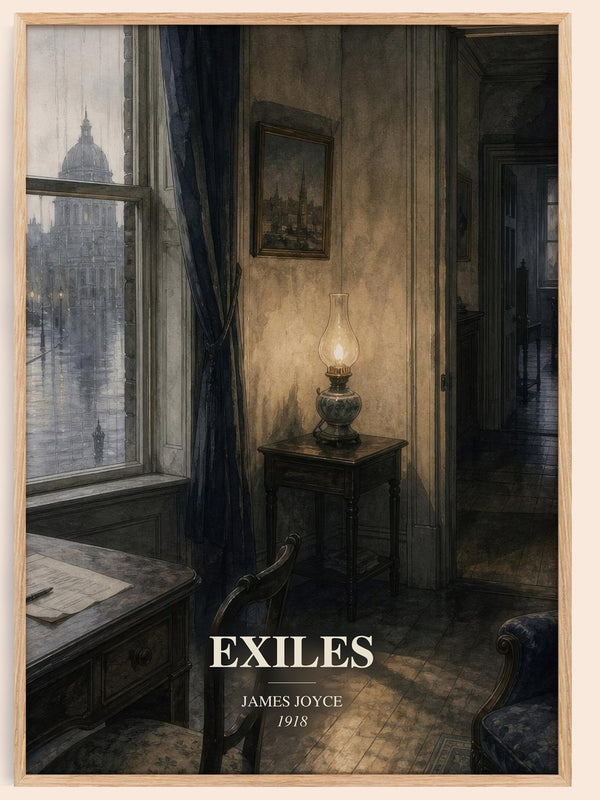 Exiles watercolour book poster by James Joyce – framed literary art print