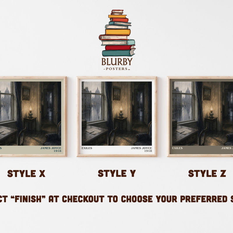 Exiles literary print in frame leaning in hallway – literary fiction wall art