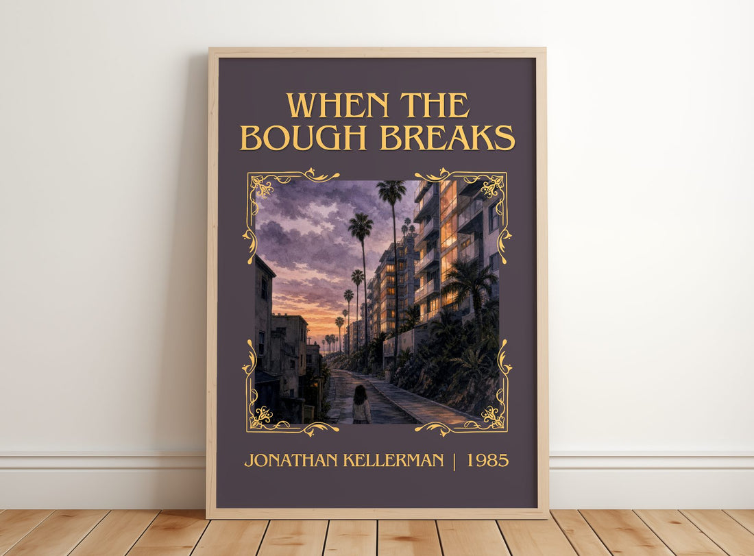 When the Bough Breaks Classic Book Art Print by Jonathan Kellerman – framed print leaning on a wooden floor