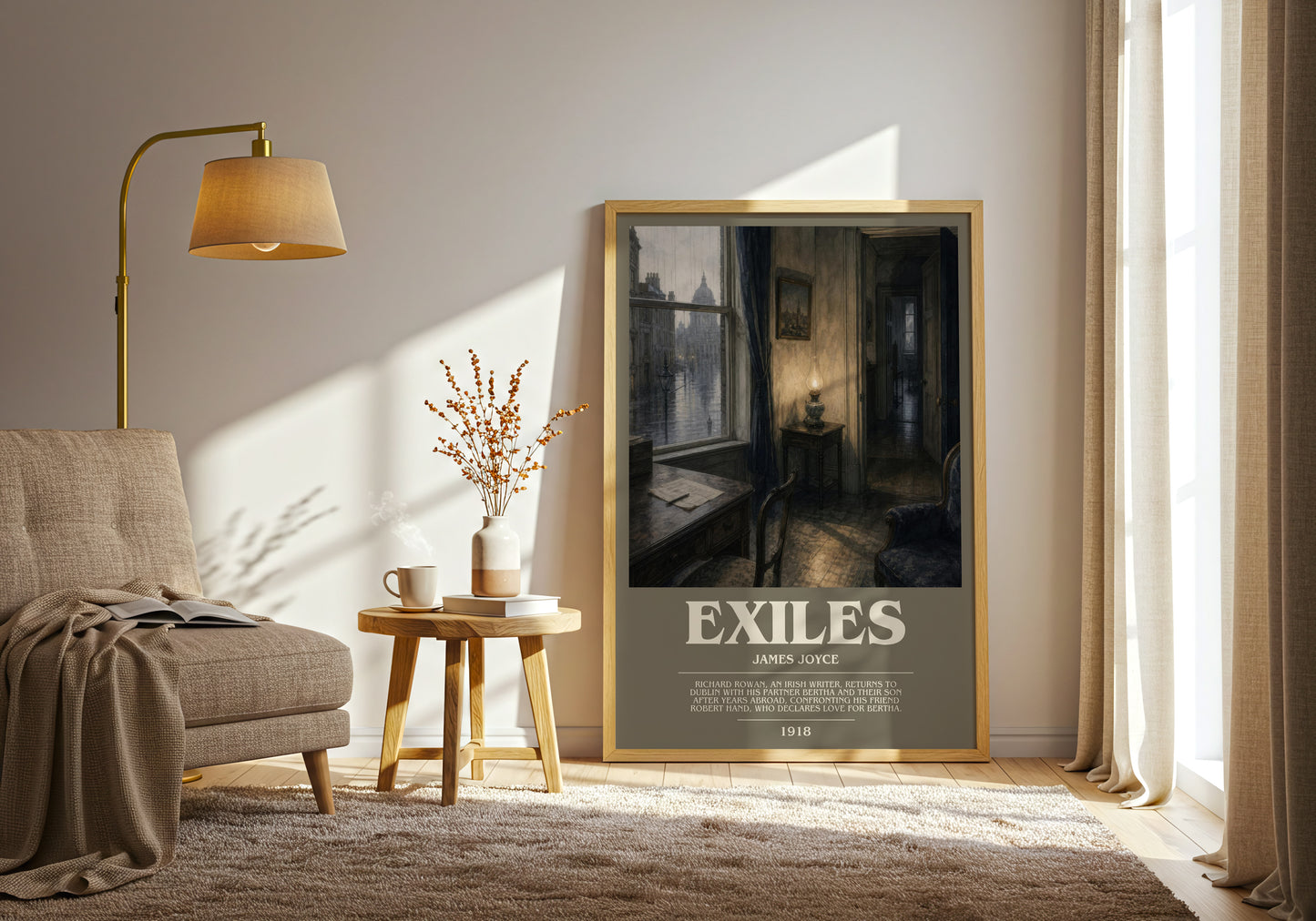 Exiles bookish print on bookshelf – James Joyce fan gift