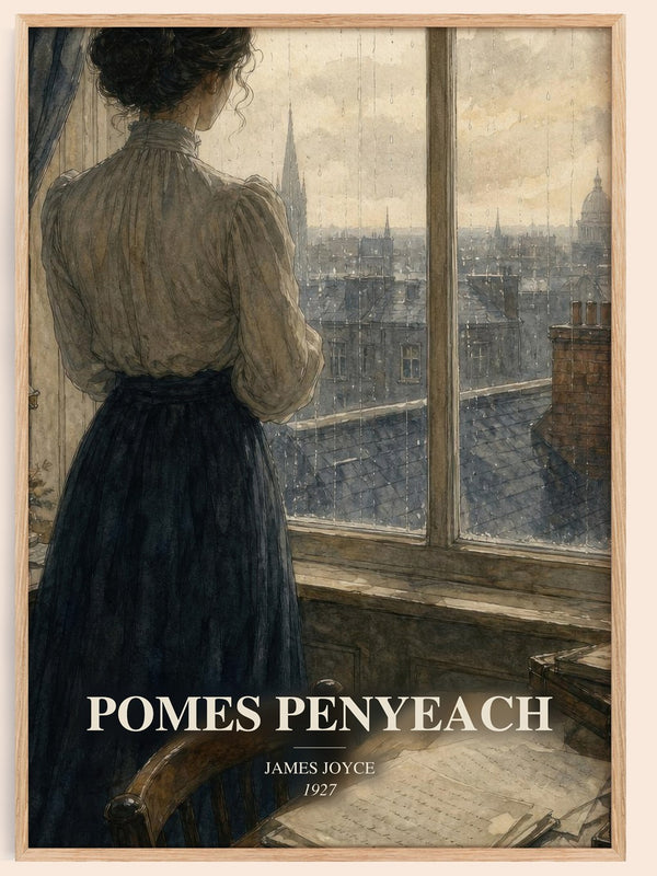 Pomes Penyeach watercolour book poster by James Joyce – framed literary art print