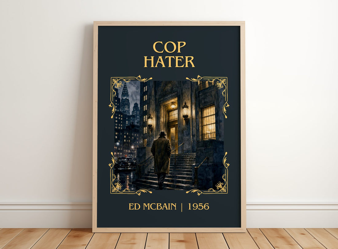 Cop Hater Classic Book Art Print by Ed McBain – framed print leaning on a wooden floor