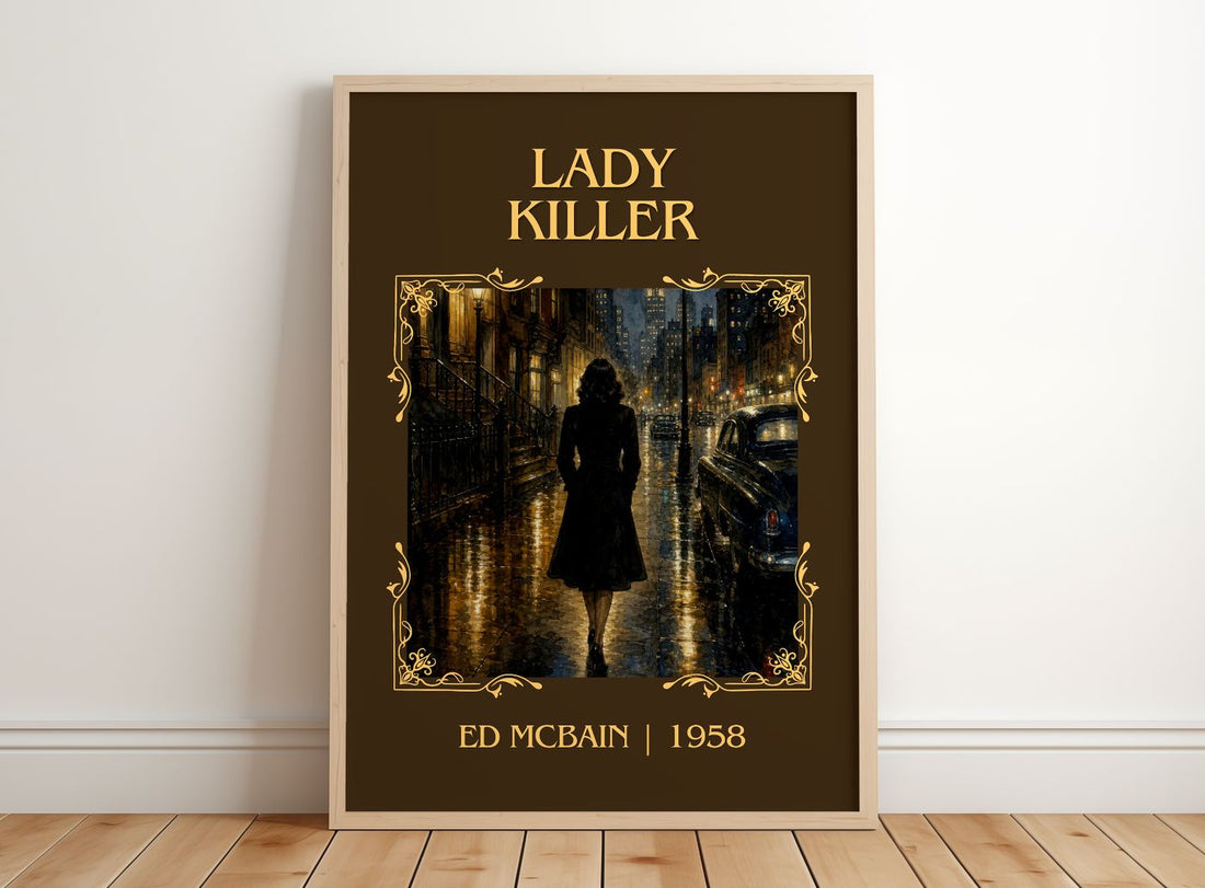 Lady Killer Classic Book Art Print by Ed McBain – framed print leaning on a wooden floor