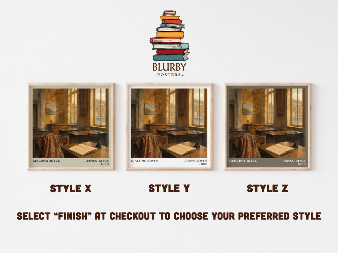 Giacomo Joyce literary print in frame leaning in hallway – literary fiction wall art (mockup)