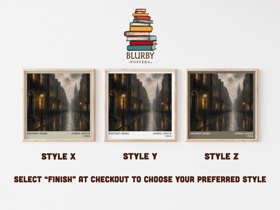 Stephen Hero literary print in frame leaning in hallway – coming of age wall art (mockup)