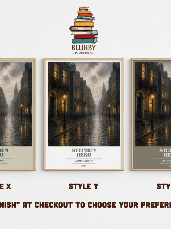Stephen Hero book cover print in frame leaning in hallway – coming of age wall art
