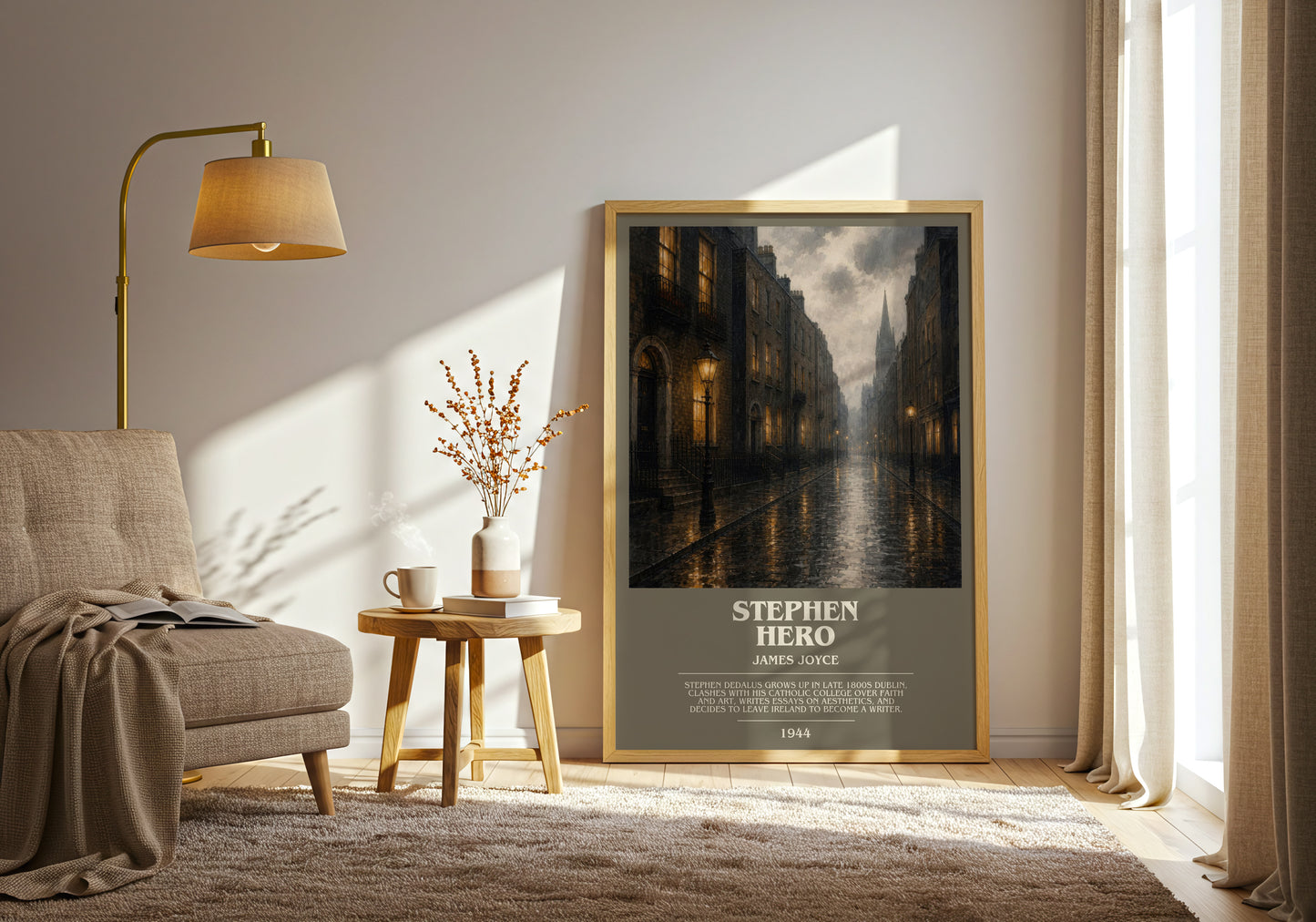 Stephen Hero bookish print on bookshelf – James Joyce fan gift