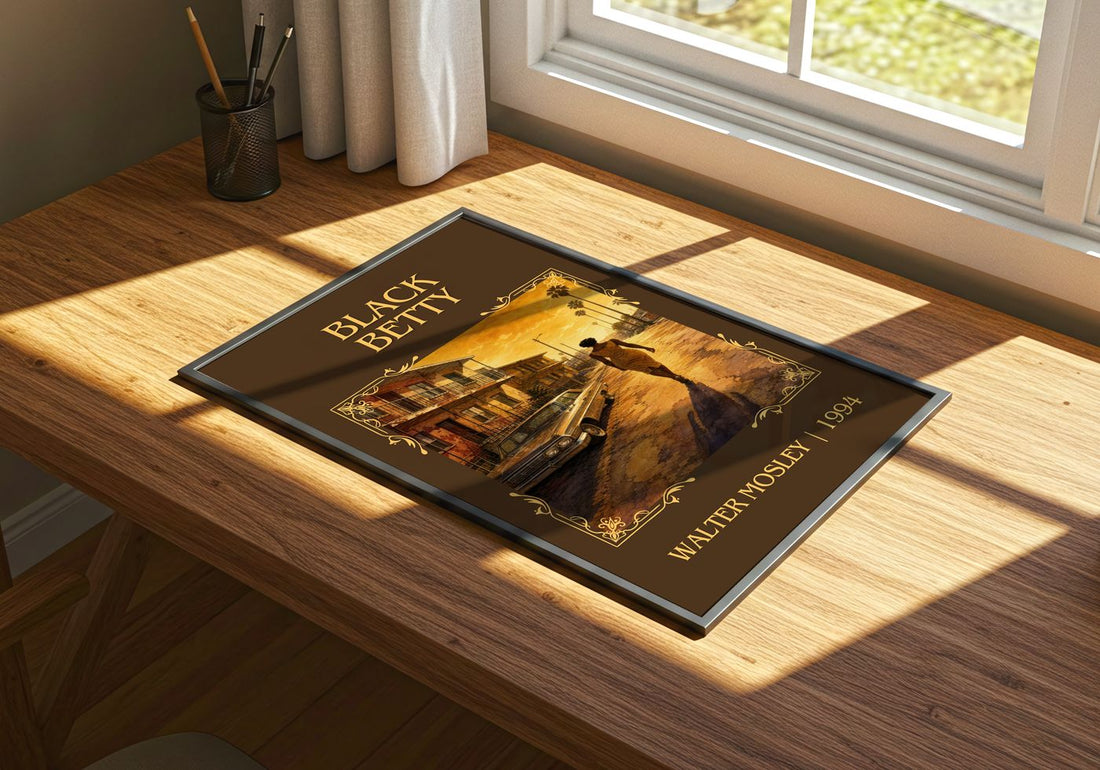 Black Betty Classic Book Art Print by Walter Mosley – print on a sunlit desk
