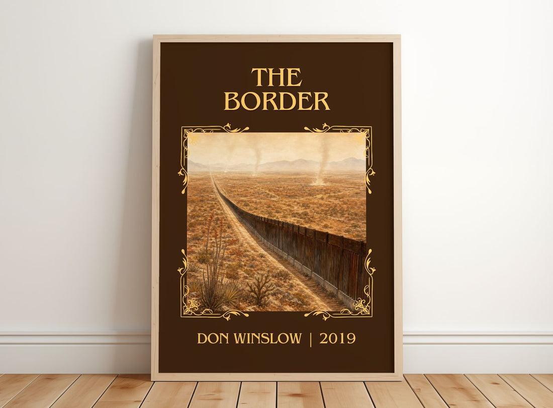 The Border Classic Book Art Print by Don Winslow – framed print leaning on a wooden floor