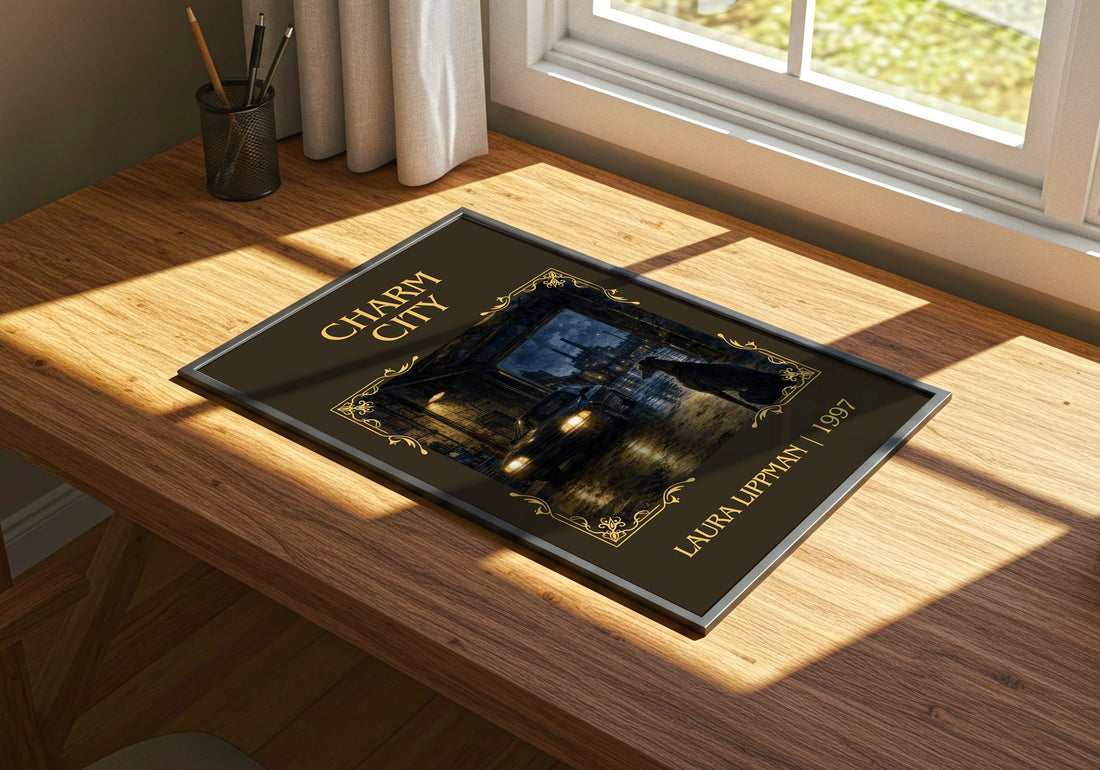 Charm City Classic Book Art Print by Laura Lippman – print on a sunlit desk