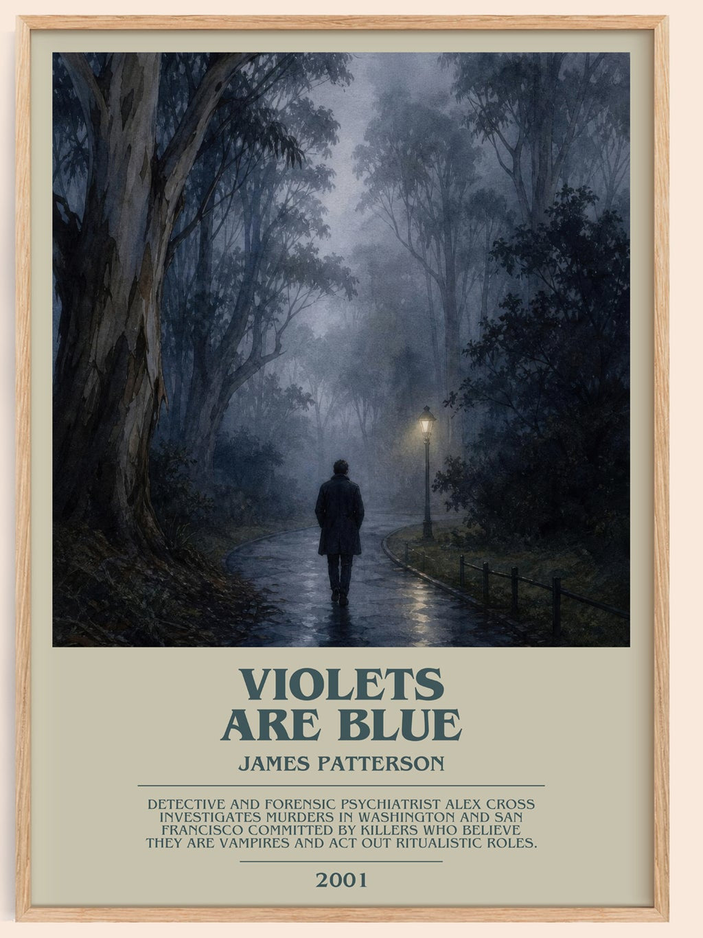 Violets Are Blue bookish book poster by James Patterson – framed literary art print