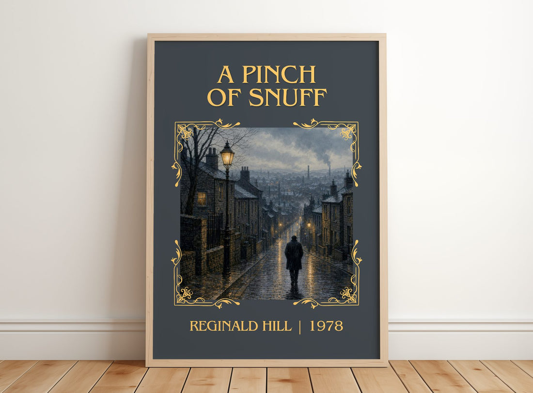 A Pinch of Snuff Classic Book Art Print by Reginald Hill – framed print leaning on a wooden floor