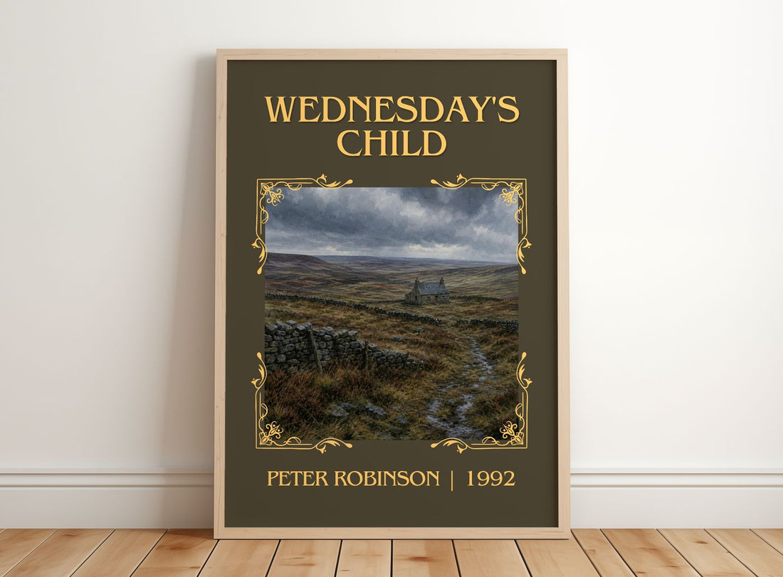 Wednesday's Child Classic Book Art Print by Peter Robinson – framed print leaning on a wooden floor