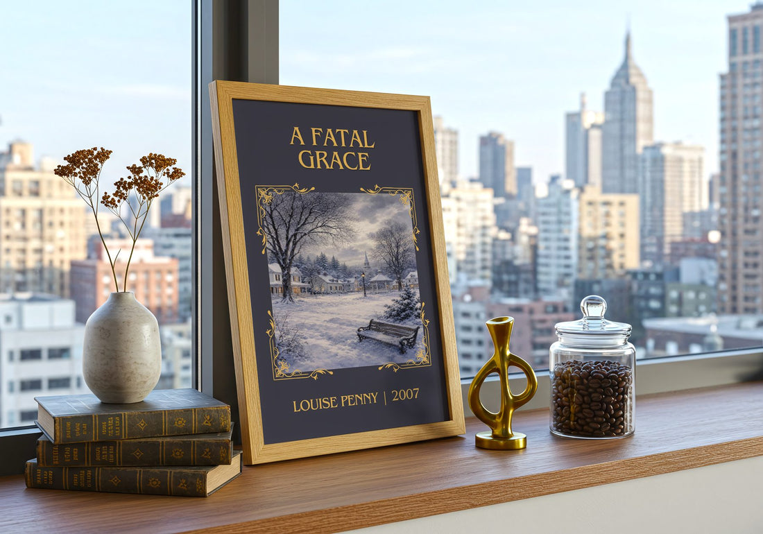 A Fatal Grace Classic Book Art Print by Louise Penny – framed print on a city-view windowsill