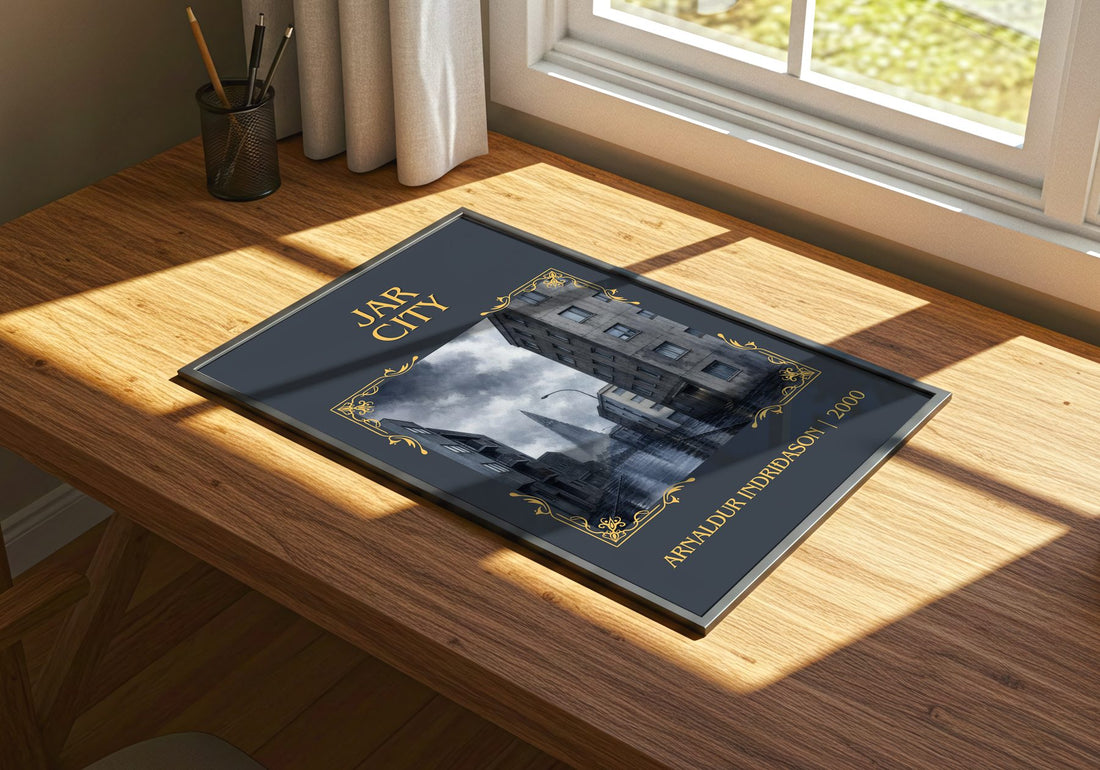 Jar City Classic Book Art Print by Arnaldur Indriðason – print on a sunlit desk