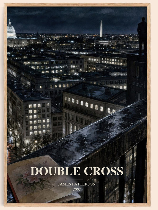 Double Cross watercolour book poster by James Patterson – framed literary art print